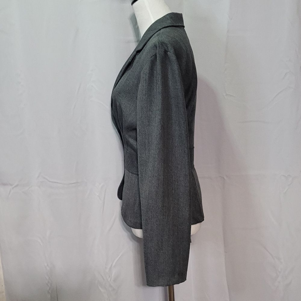B. Smart Women's Vintage Gray Pleated Padded Blazer Jacket Plus Size 16 - Picture 12 of 12